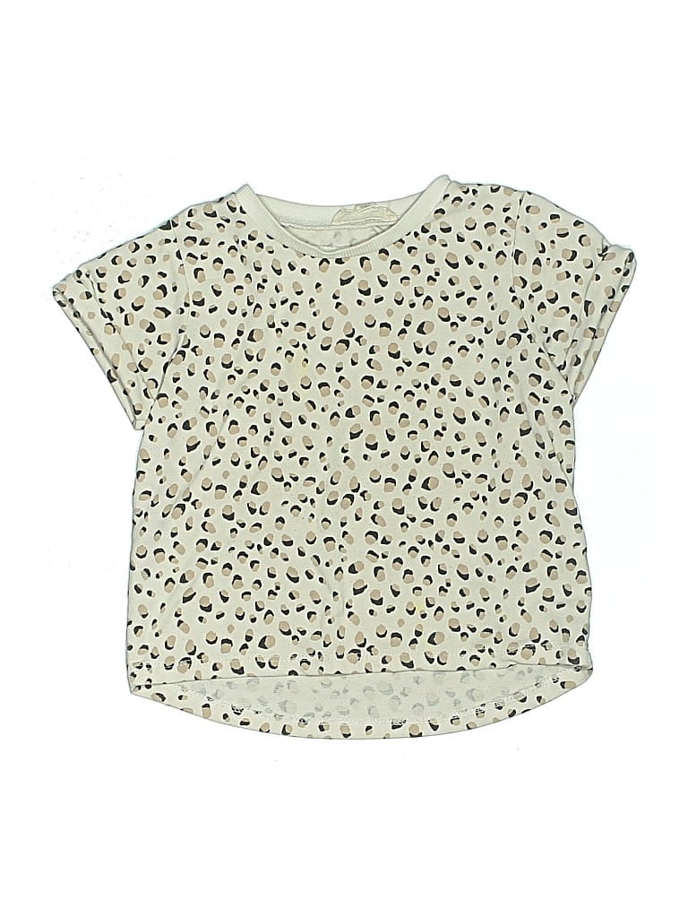 Pre-owned Jessica Simpson Kids' Short Sleeve Top Ivory Stars Pattern Crew Neck Tops In White