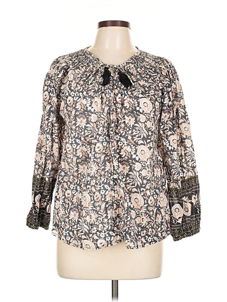 Pre-owned Cleobella 3/4 Sleeve Blouse In Gray