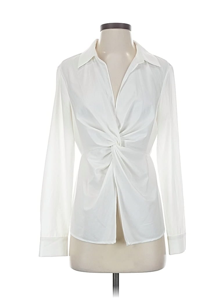 Pre-owned Boston Proper Long Sleeve Blouse In White