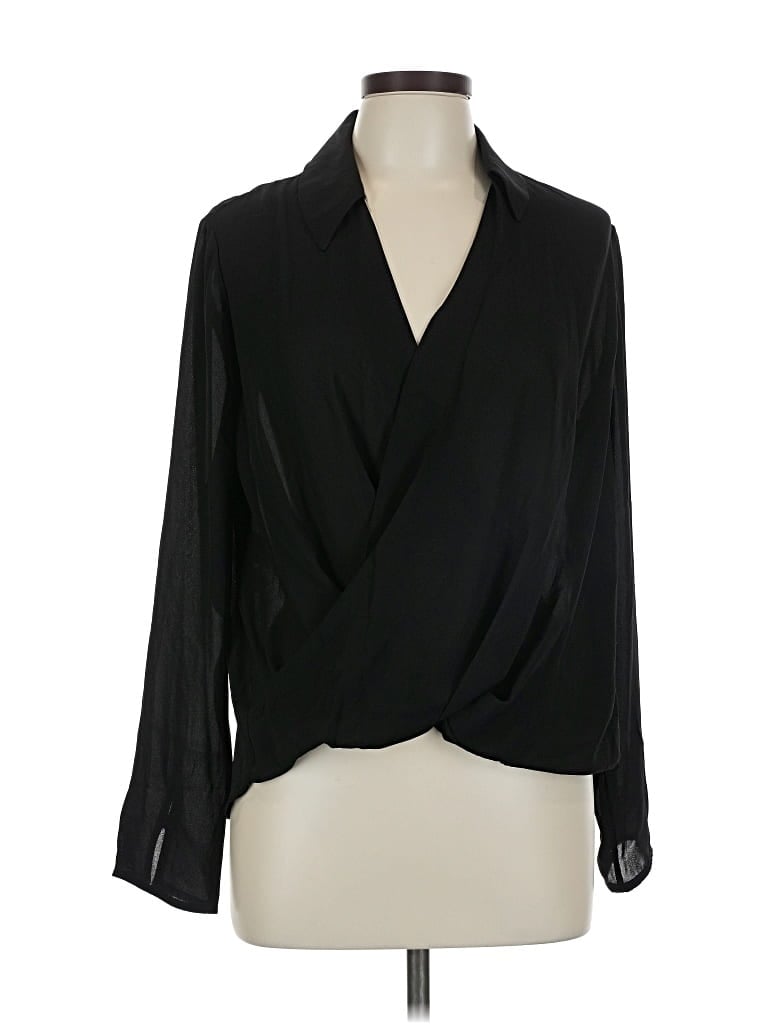 Pre-owned Rachel Rachel Roy Long Sleeve Blouse In Black