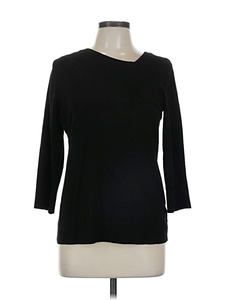 Pre-owned Cable & Gauge Pullover Sweater In Black