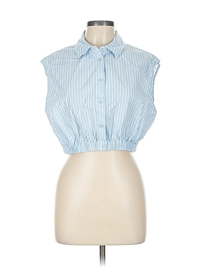 Pre-owned Weworewhat Sleeveless Button Down Shirt In Blue