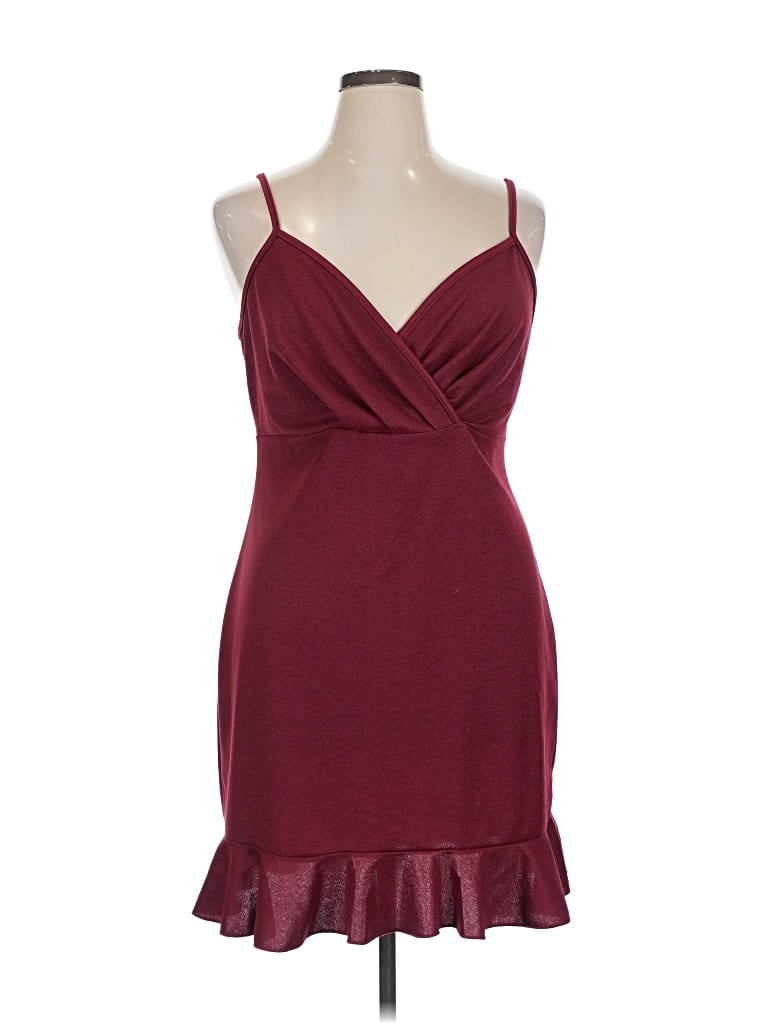 Pre-owned Shein Curve Cocktail Dress In Burgundy
