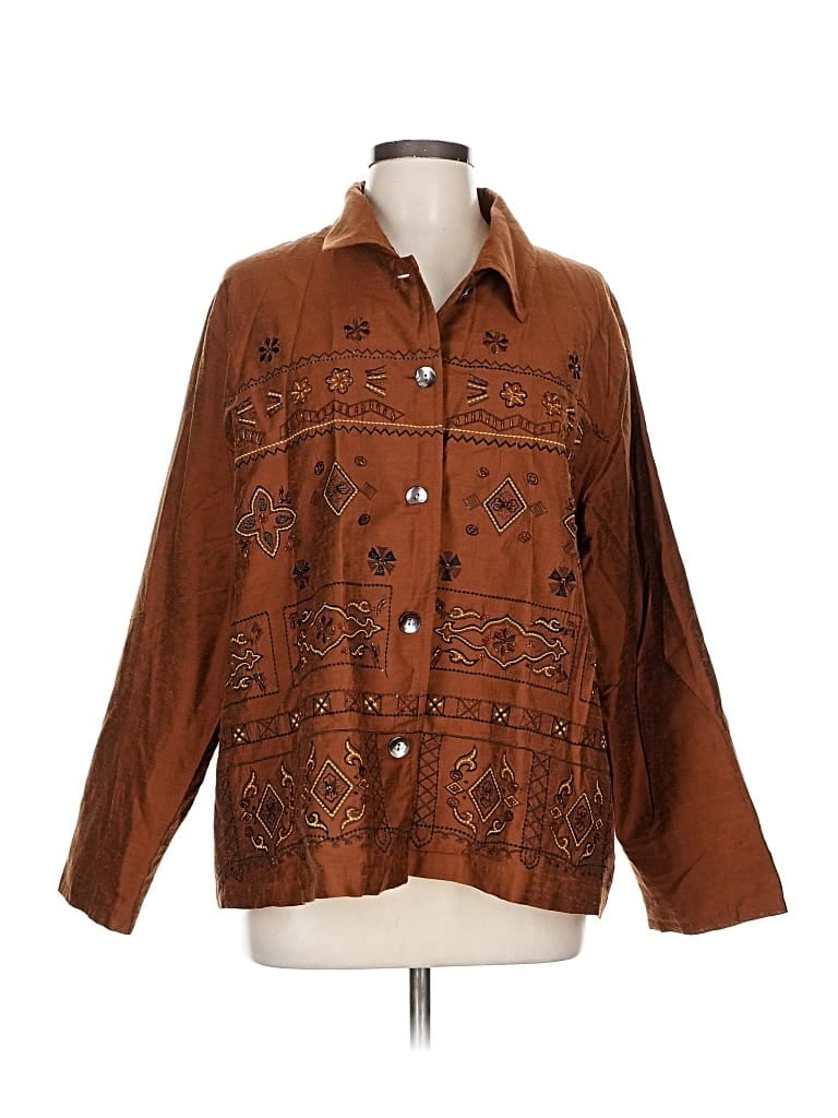 Pre-owned Unbranded Long Sleeve Button Down Shirt In Brown