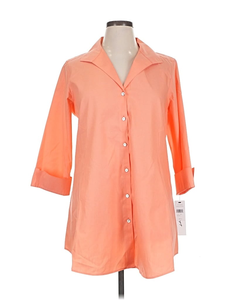 Pre-owned Foxcroft Long Sleeve Button Down Shirt In Orange