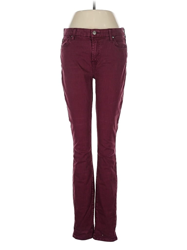 Pre-owned 7 For All Mankind Jeans In Burgundy