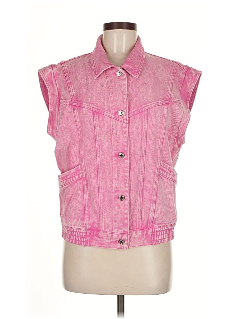 Pre-owned Elan Denim Vest In Pink