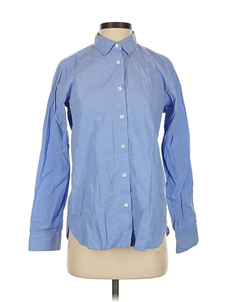 Pre-owned Muji Long Sleeve Button Down Shirt In Blue