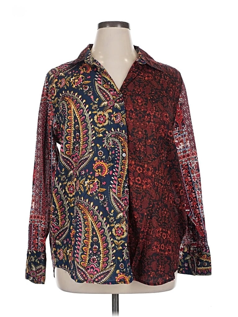 Pre-owned Intro Long Sleeve Button Down Shirt In Burgundy