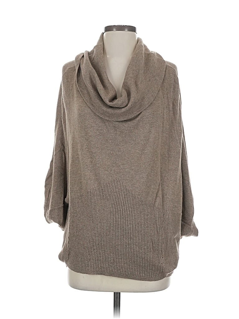 Pre-owned August Silk 3/4 Sleeve Turtleneck In Gray