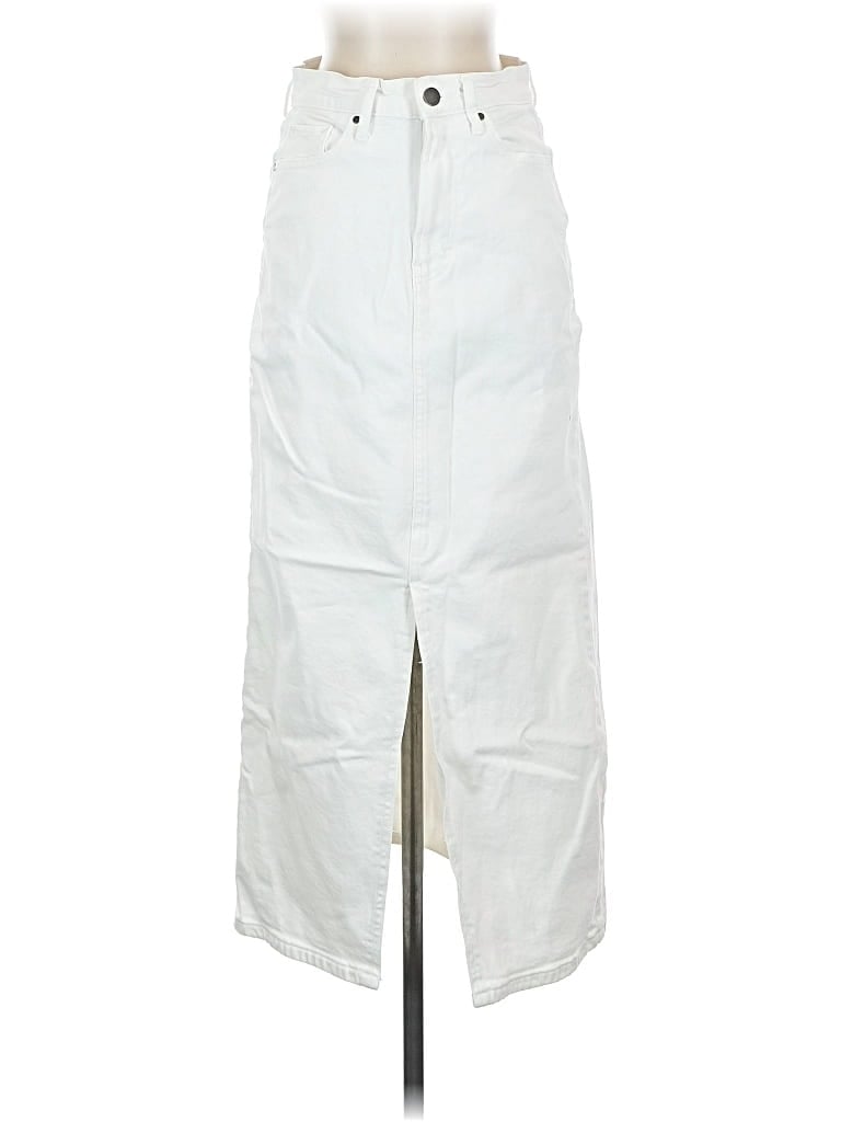 Pre-owned A.n.a. A New Approach Denim Skirt In White