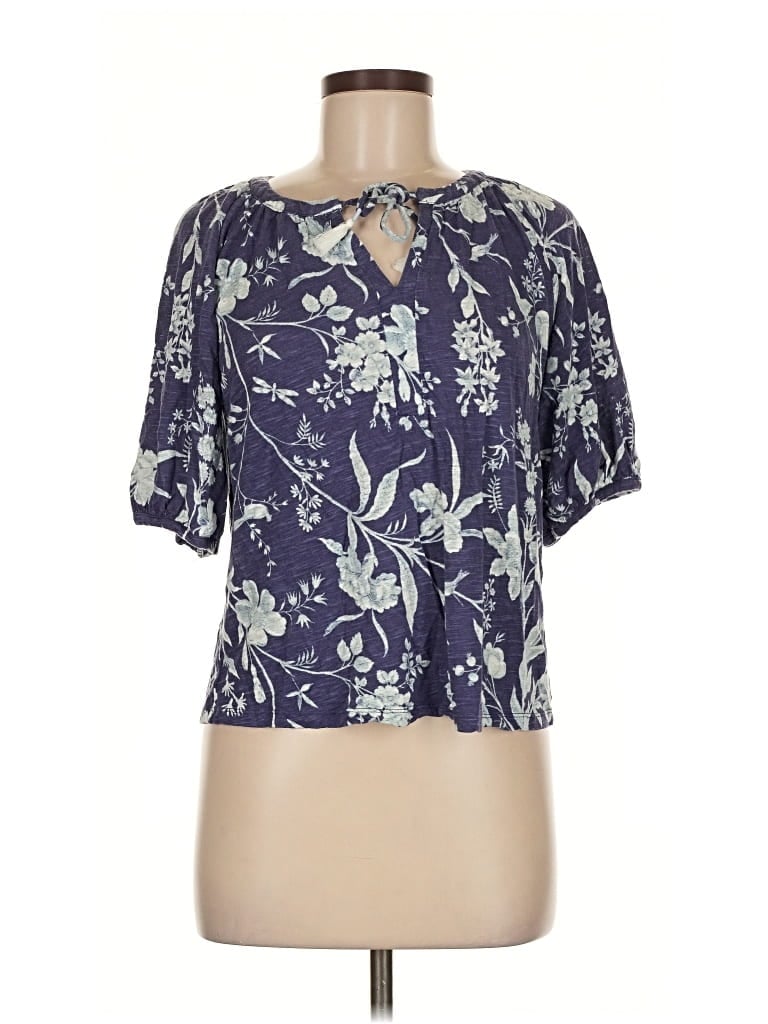 Pre-owned Laura Ashley Short Sleeve Blouse In Blue