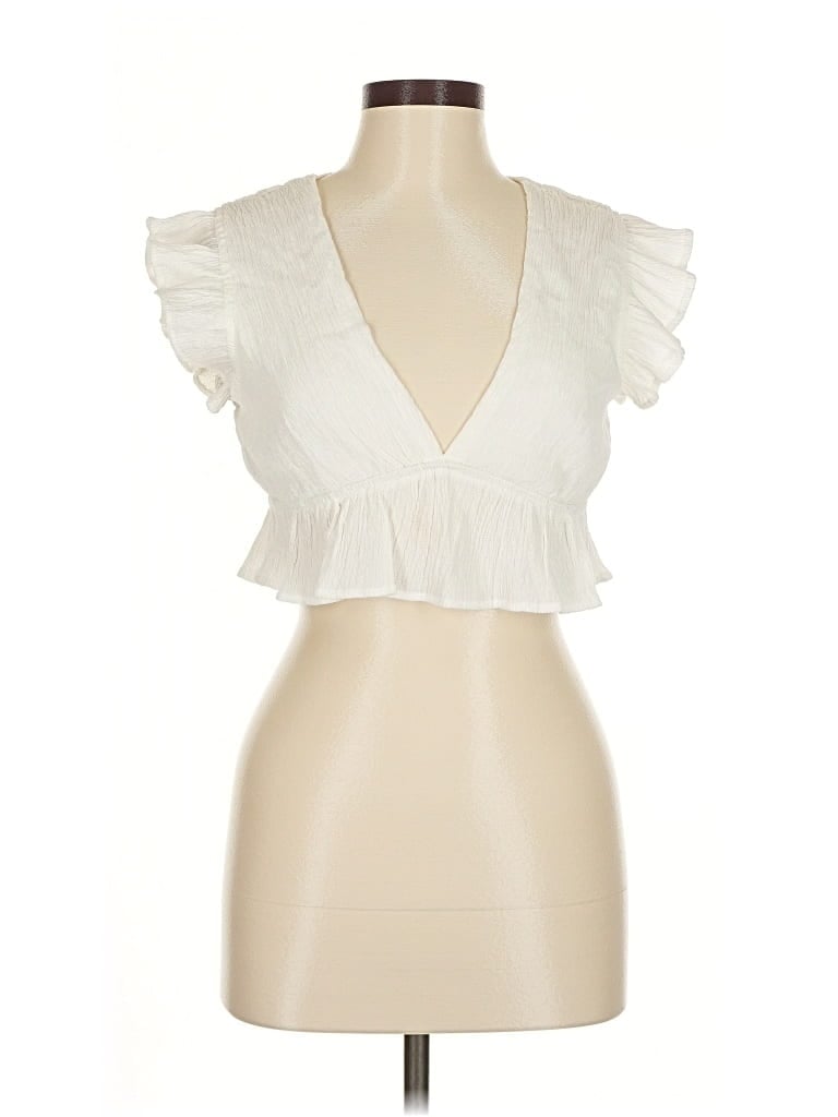 Pre-owned Blue Blush Sleeveless Blouse In White