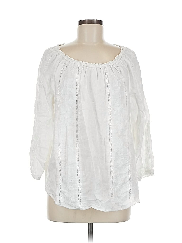 Pre-owned Jjill 3/4 Sleeve Blouse In White