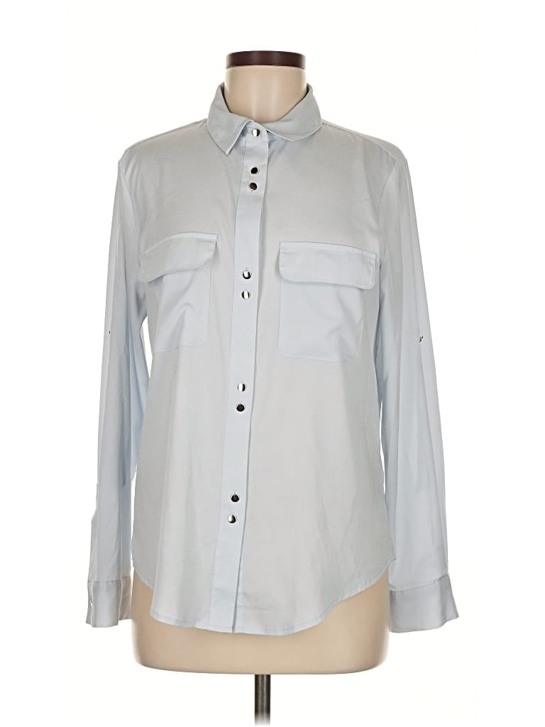 Pre-owned Ivanka Trump Long Sleeve Blouse In Silver