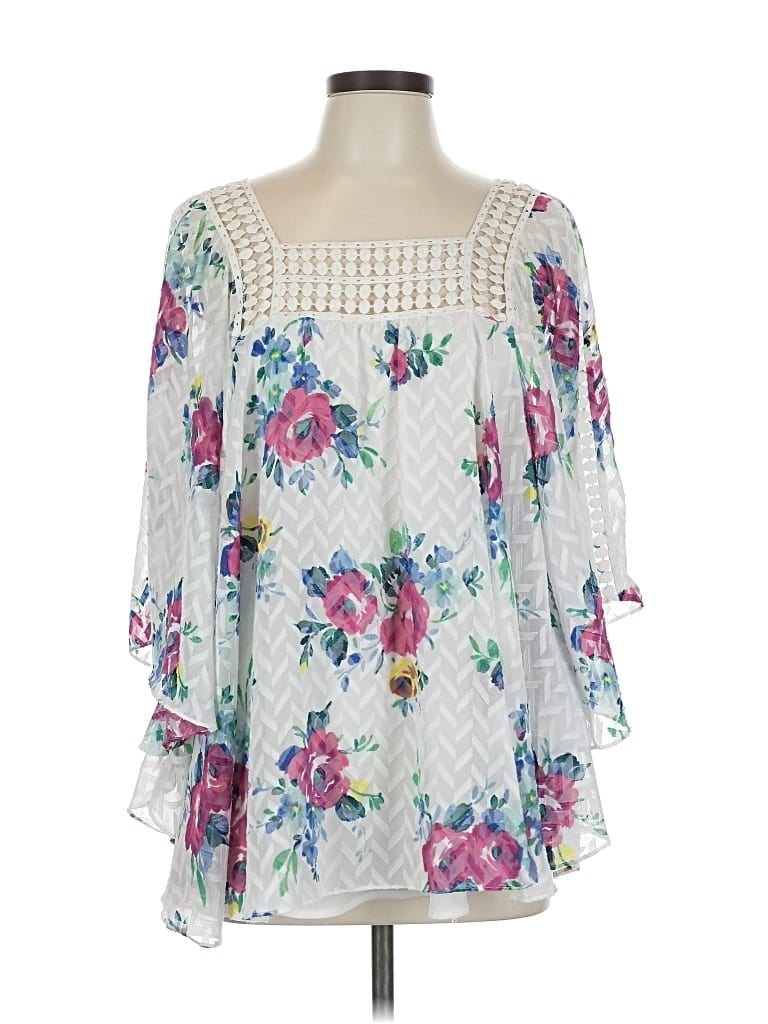 Pre-owned Meadow Rue 3/4 Sleeve Blouse In White