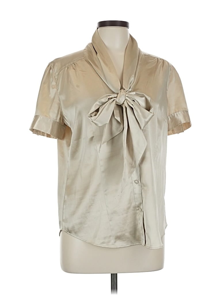 Pre-owned New York And Company Short Sleeve Blouse In Silver