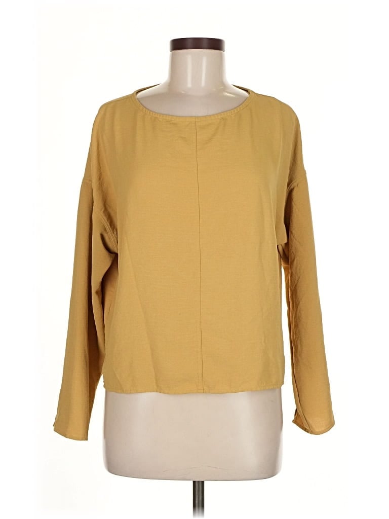 Pre-owned Adrianna Papell Long Sleeve Blouse In Yellow