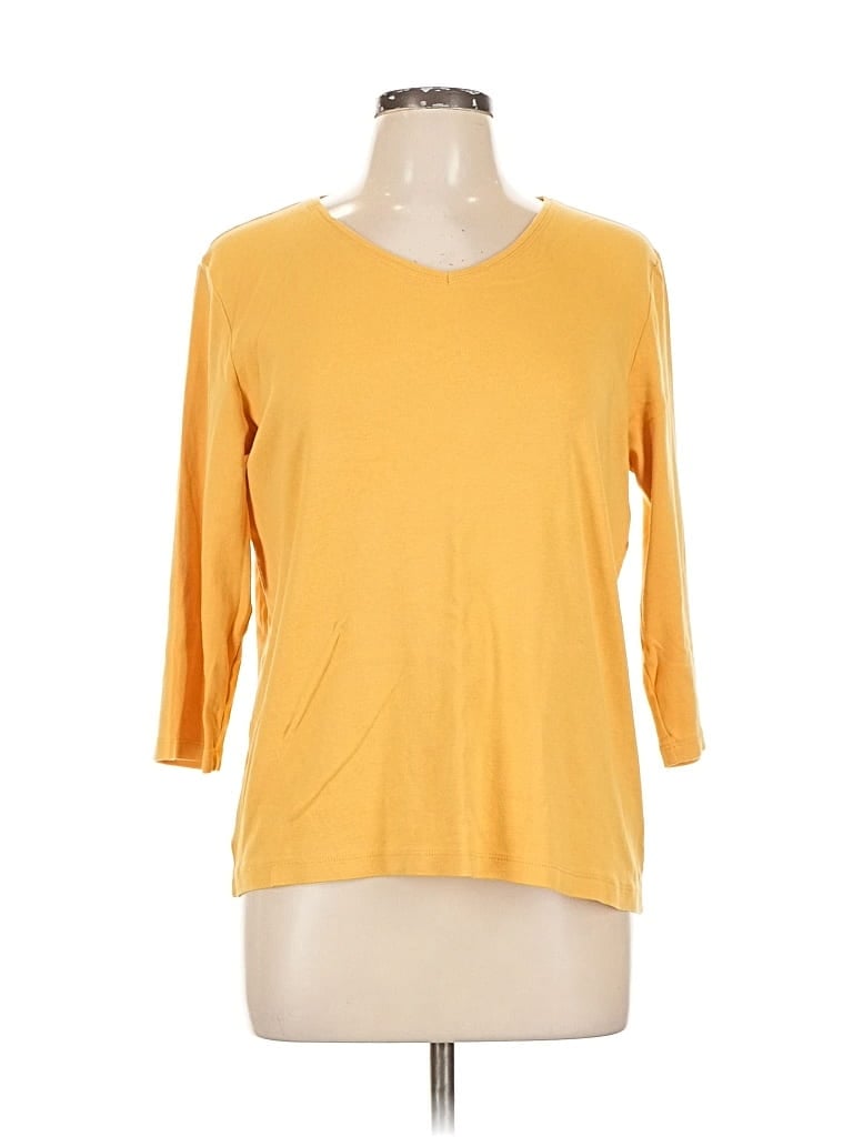 Pre-owned Chico's 3/4 Sleeve T-shirt In Yellow