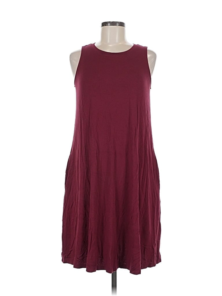 Pre-owned Time And Tru Casual Dress In Burgundy