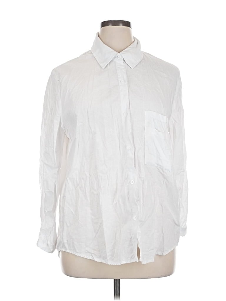 Pre-owned Unbranded Long Sleeve Button Down Shirt In White