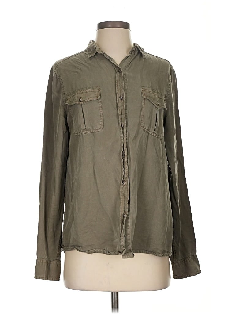 Pre-owned Marine Layer Long Sleeve Button Down Shirt In Green