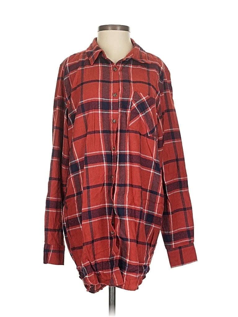 Pre-owned Hippie Rose Long Sleeve Button Down Shirt In Red