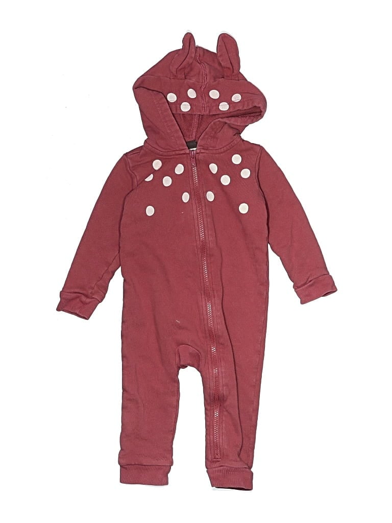 Pre-owned Tea Kids' Zip Up Hoodie In Burgundy