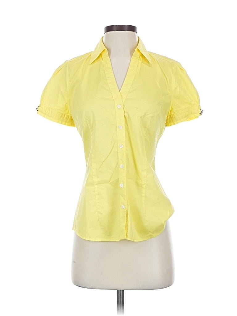 Pre-owned Express Design Studio Short Sleeve Blouse In Yellow