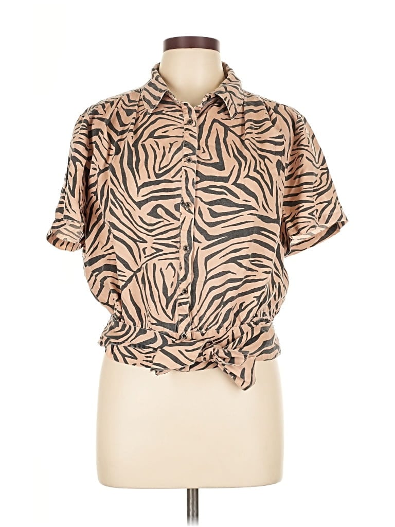 Pre-owned Jane And Delancey Short Sleeve Blouse In Brown