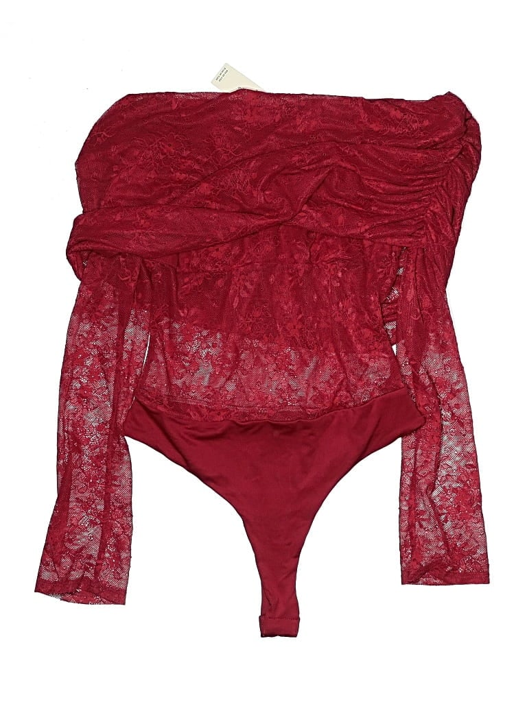 Afrm Long Sleeve Top Burgundy Strapless Neckline Tops In Red