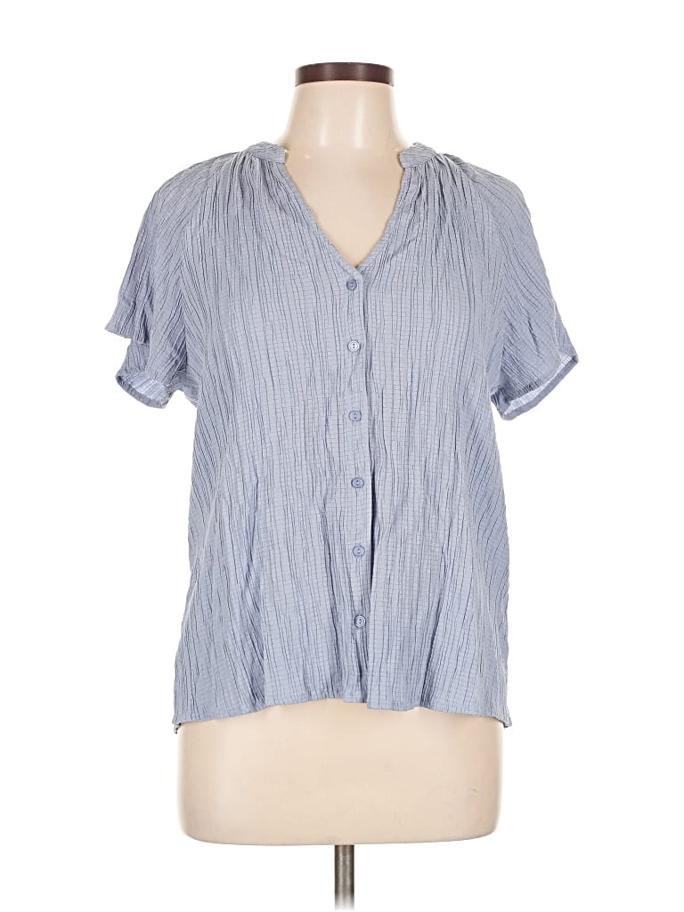 Pre-owned Lush Short Sleeve Blouse In Blue