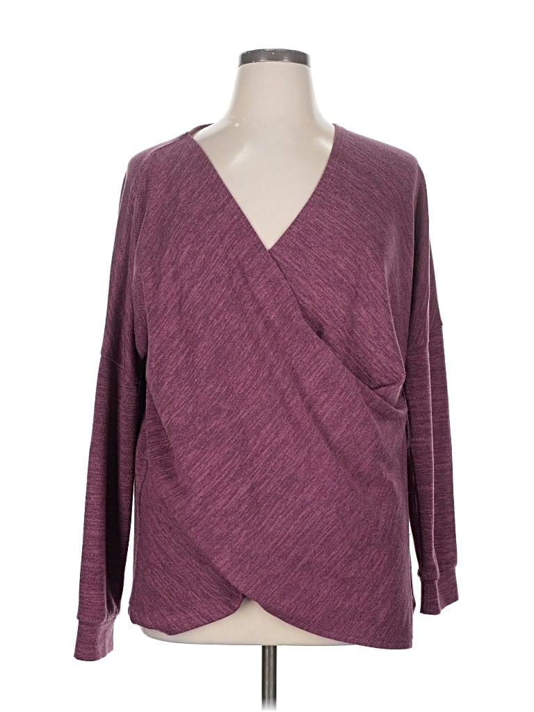 Pre-owned Suzanne Betro Long Sleeve Top Burgundy V Neck Tops