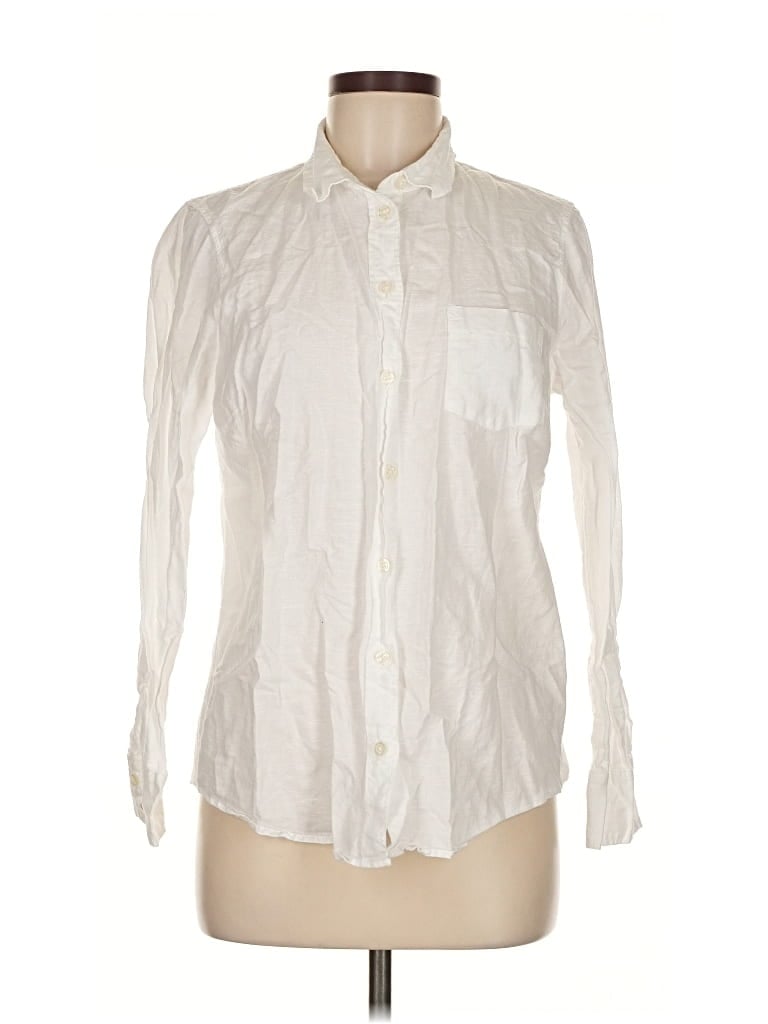 Pre-owned J.crew Factory Store Long Sleeve Button Down Shirt In White