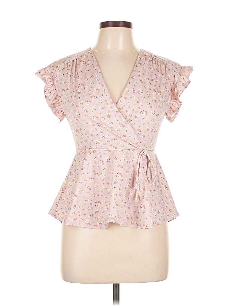 Pre-owned Monteau Short Sleeve Blouse In Pink