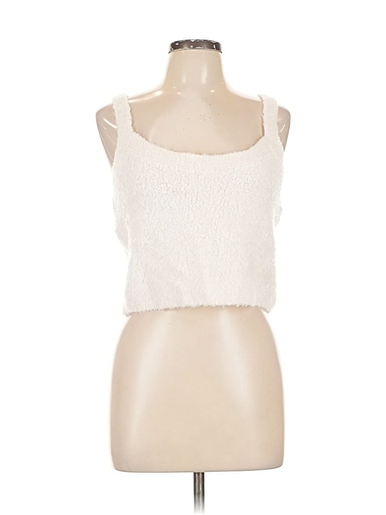 Pre-owned Abercrombie & Fitch Sleeveless Top Ivory Sweetheart Neckline Tops In White