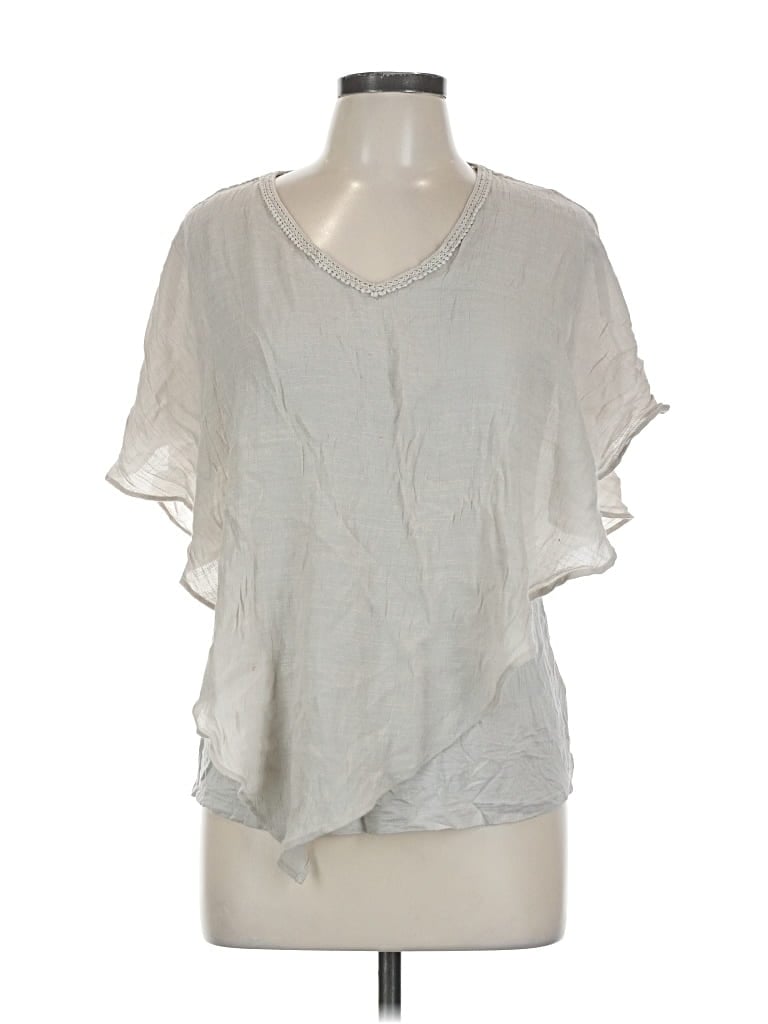 Pre-owned Apt. 9 Short Sleeve Blouse In Silver
