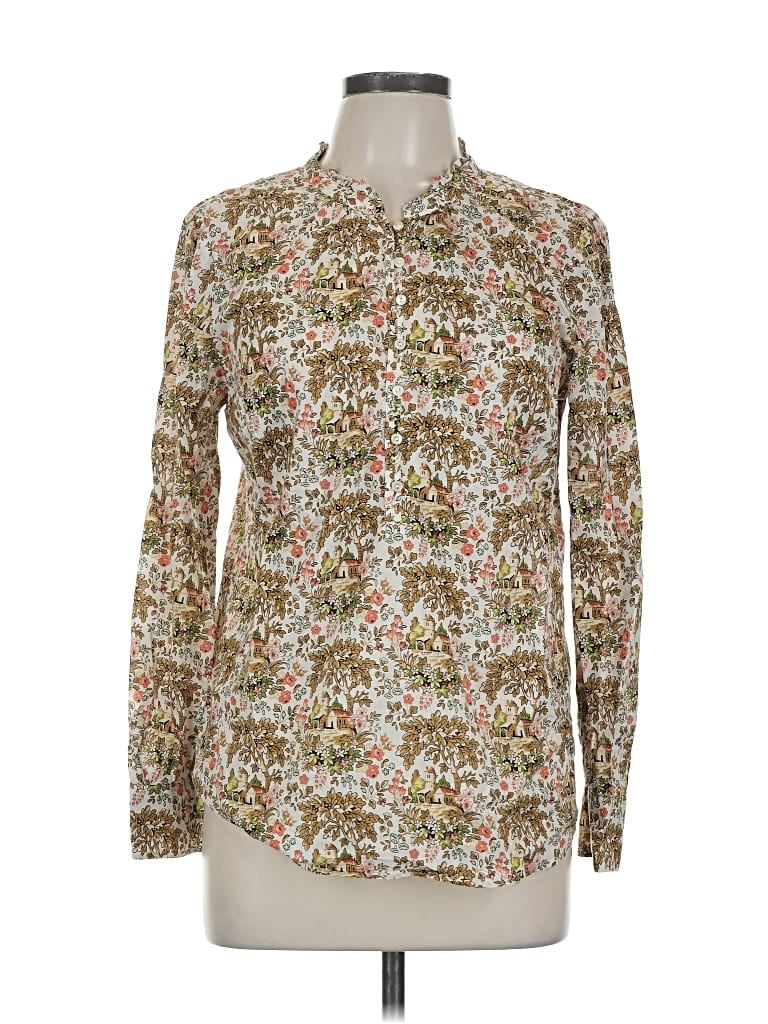 Pre-owned Talbots Long Sleeve Button Down Shirt In White