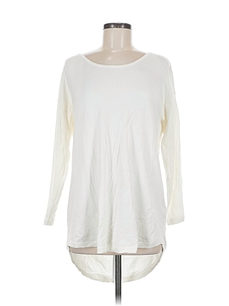 Pre-owned Soft Surroundings Long Sleeve Top Ivory Boatneck Tops In White