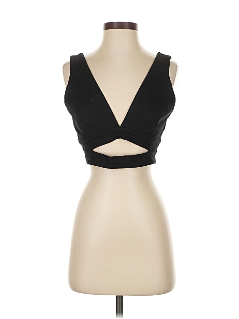 Pre-owned Superdown Sleeveless Top Black Plunge Neckline Tops