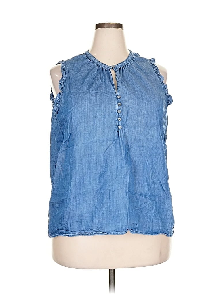 Pre-owned Time And Tru Sleeveless Blouse In Blue