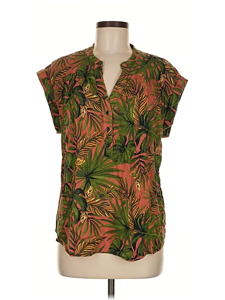 Pre-owned Rachel Rachel Roy Short Sleeve Blouse In Green