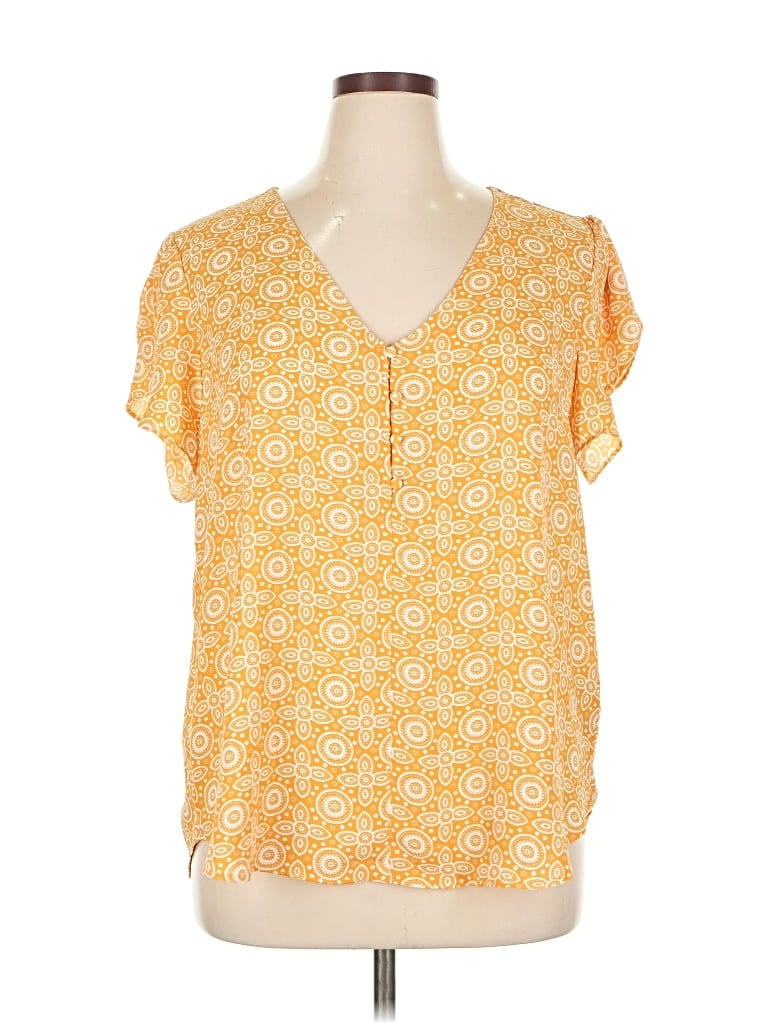 Pre-owned Premise Short Sleeve Blouse In Yellow