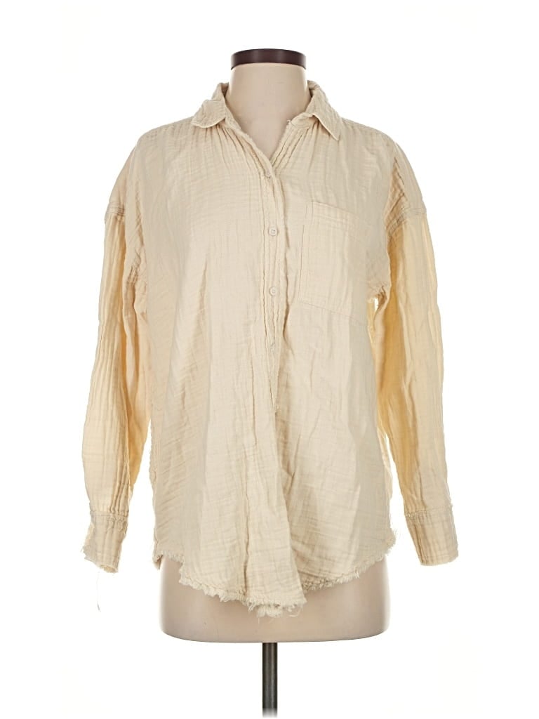 Pre-owned Aerie Long Sleeve Blouse In White