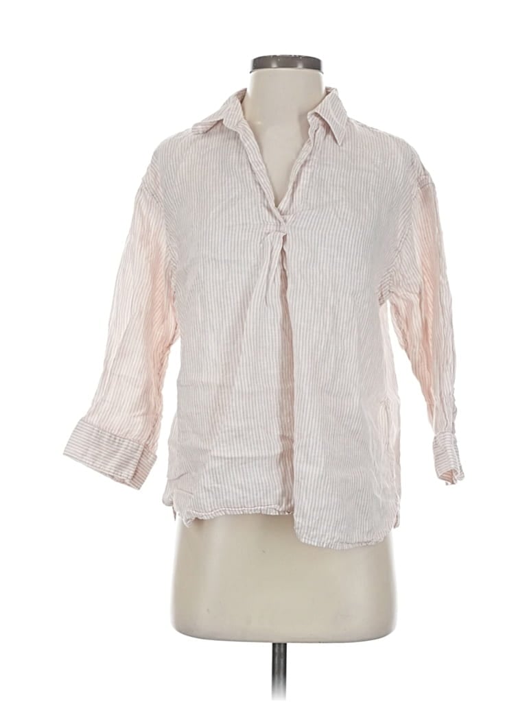 Pre-owned Uniqlo 3/4 Sleeve Button Down Shirt In Pink