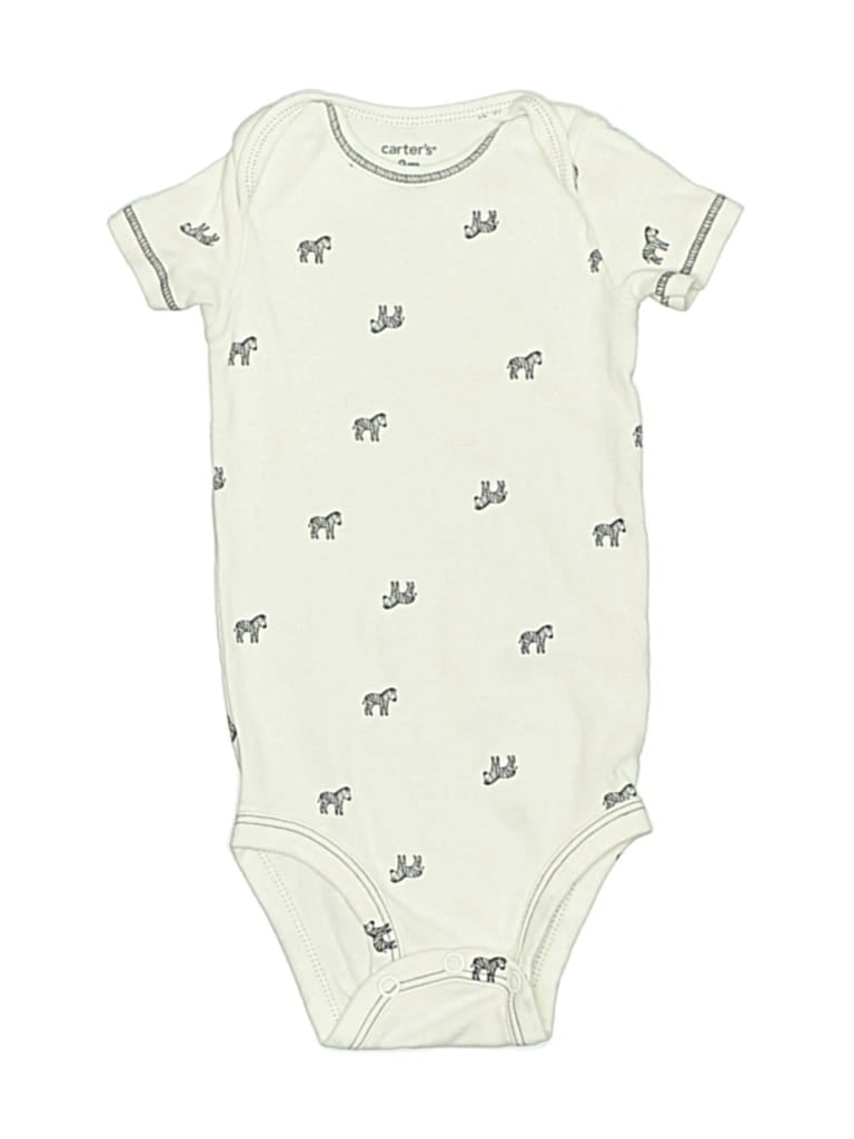 Pre-owned Carter's Babies' Short Sleeve Onesie In White