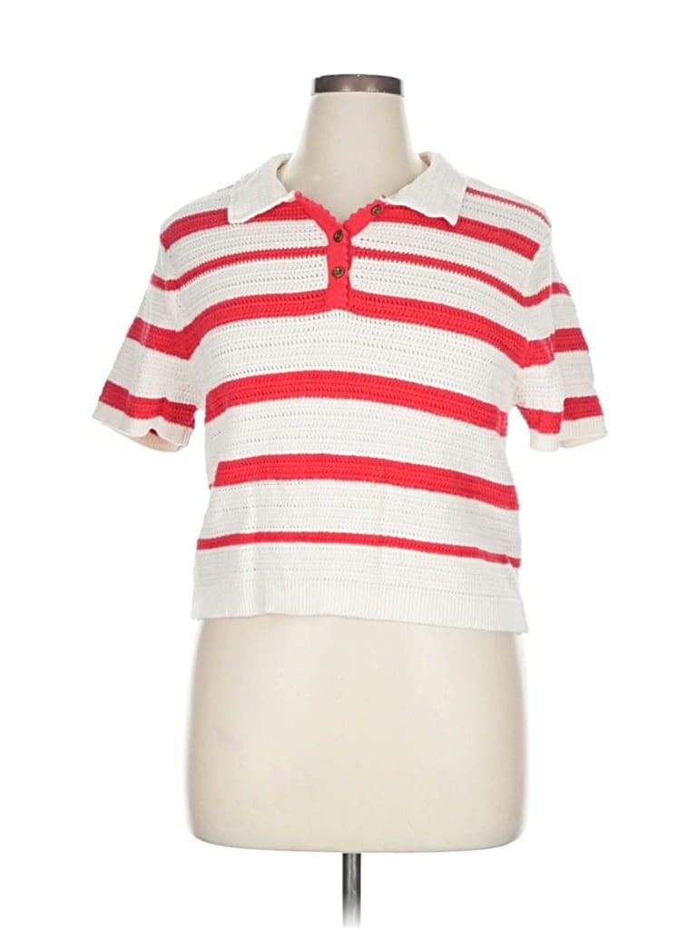Pre-owned Universal Thread Short Sleeve Top Red Collared Neckline Tops