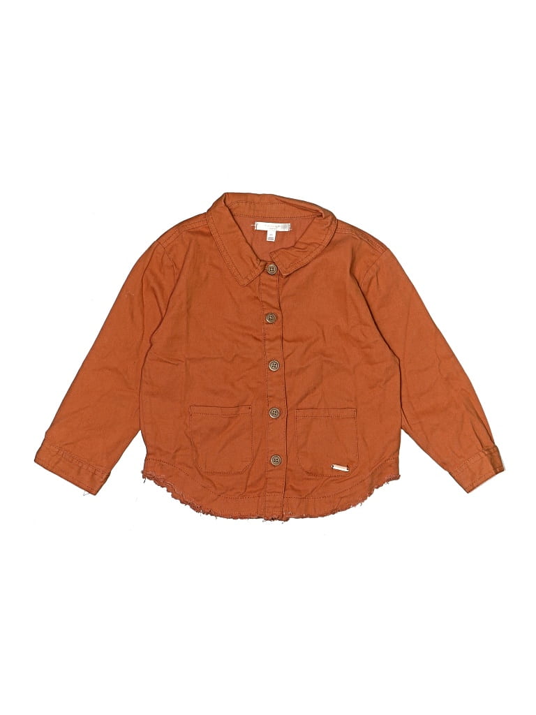 Pre-owned Tahari Kids' Long Sleeve Button Down Shirt In Orange