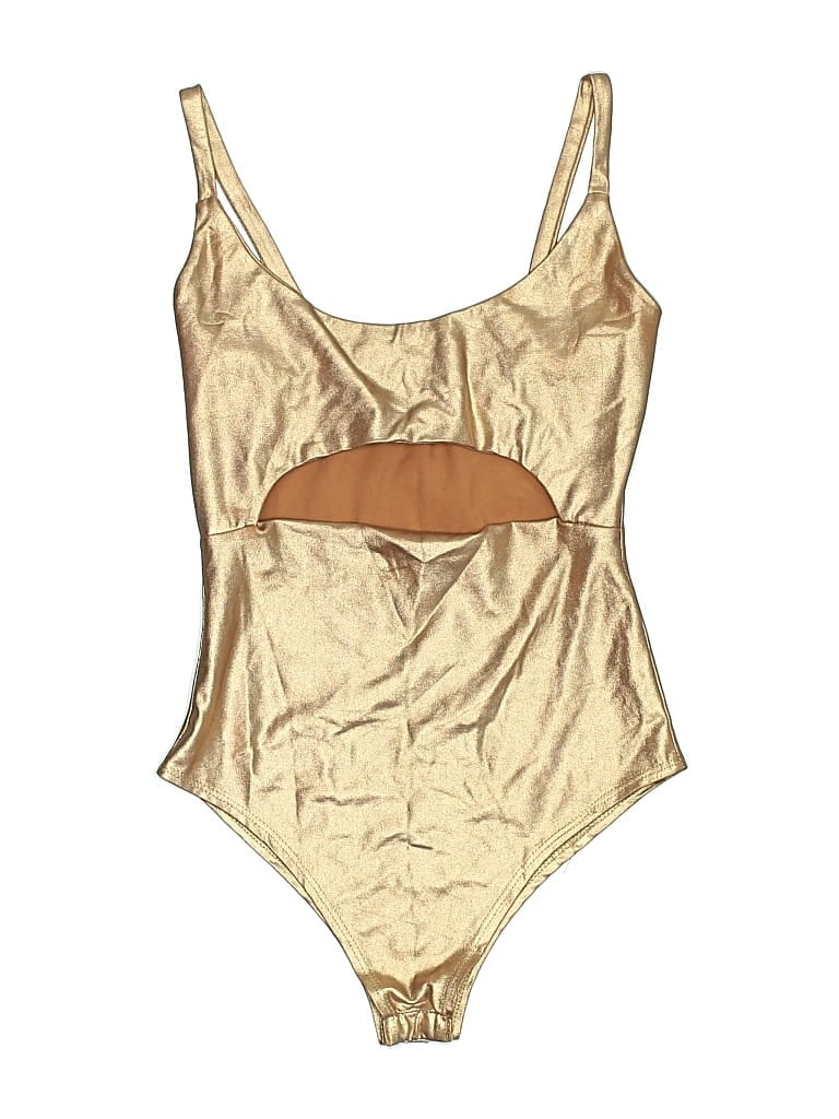 Pre-owned Fashion Nova Bodysuit In Gold