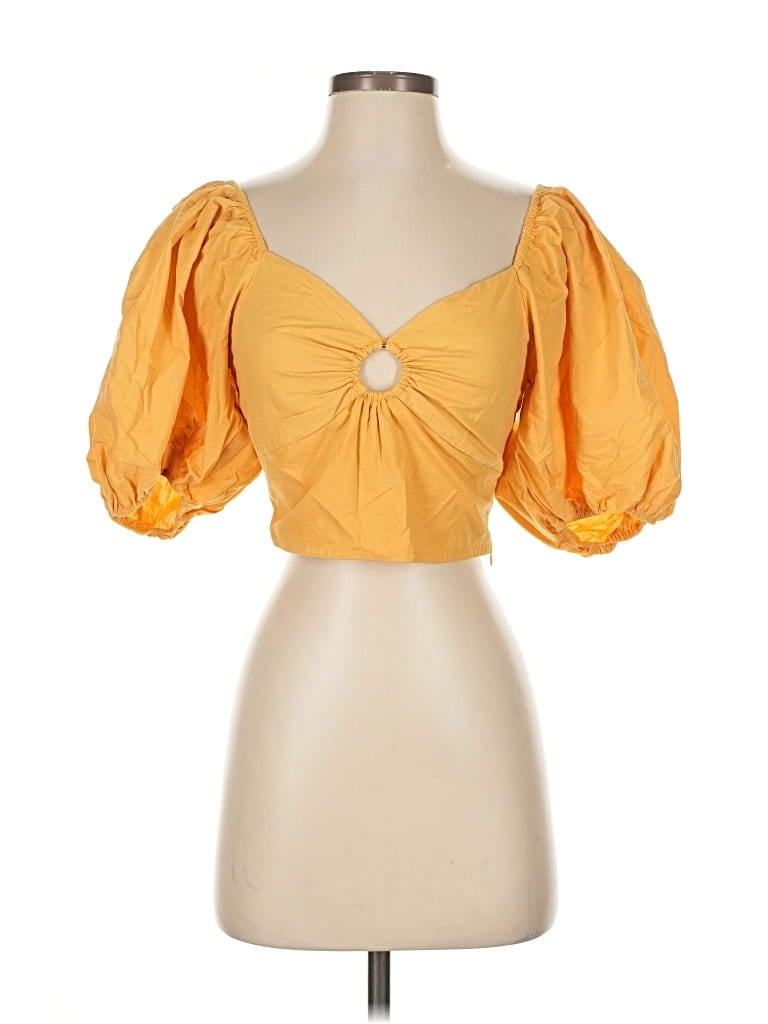Apricot 3/4 Sleeve Blouse In Yellow